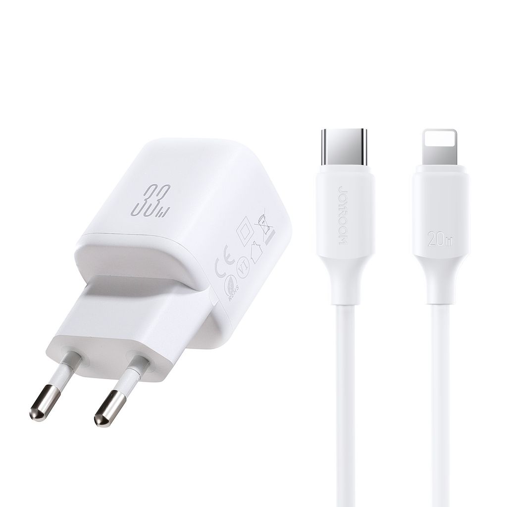 Joyroom JR-TG7 33W Snabbladdare med A9 USB-C till Lightning-kabel 30W 1 m - Vit