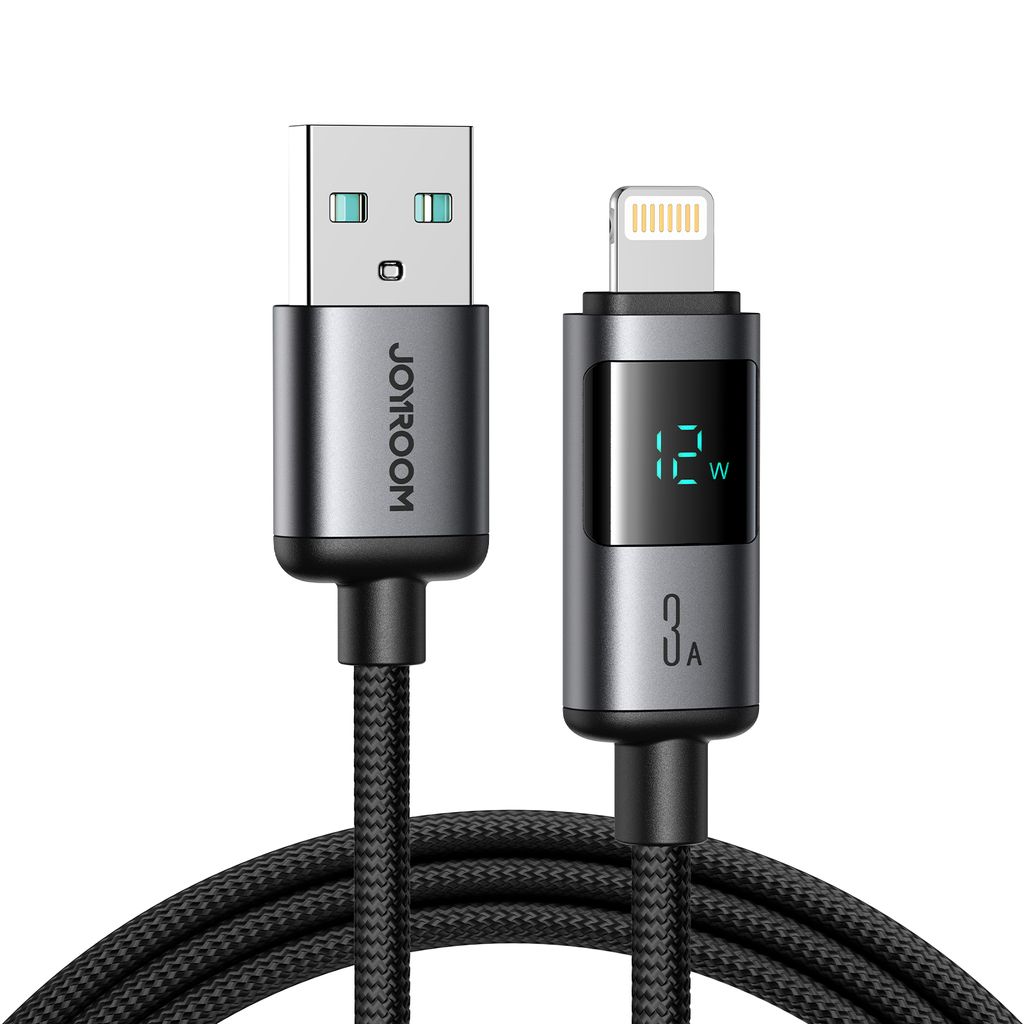 Joyroom USB-A till Lightning snabbladdningskabel med display 3A, 1,2 m