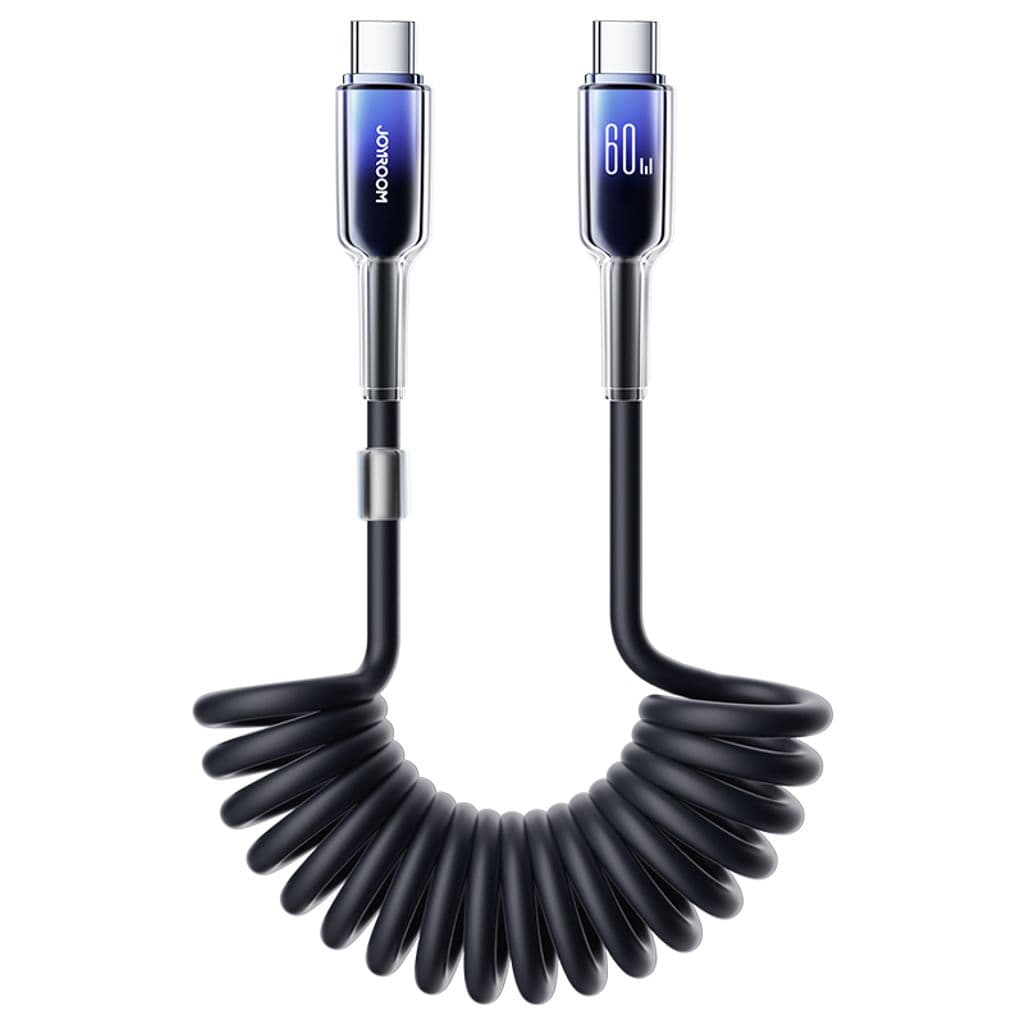 Joyroom USB-C till USB-C Utgragbar Kabel Snabbladdning 60W, 1,5m - Svart