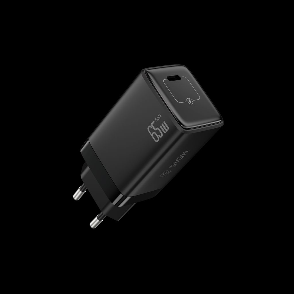 SiGN 65W Laddare USB-C PD med snabbladdning - Svart