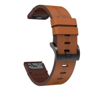 Garmin Fenix 7S Sapphire Solar Kockarmband i läder med stålspänne - Brun
