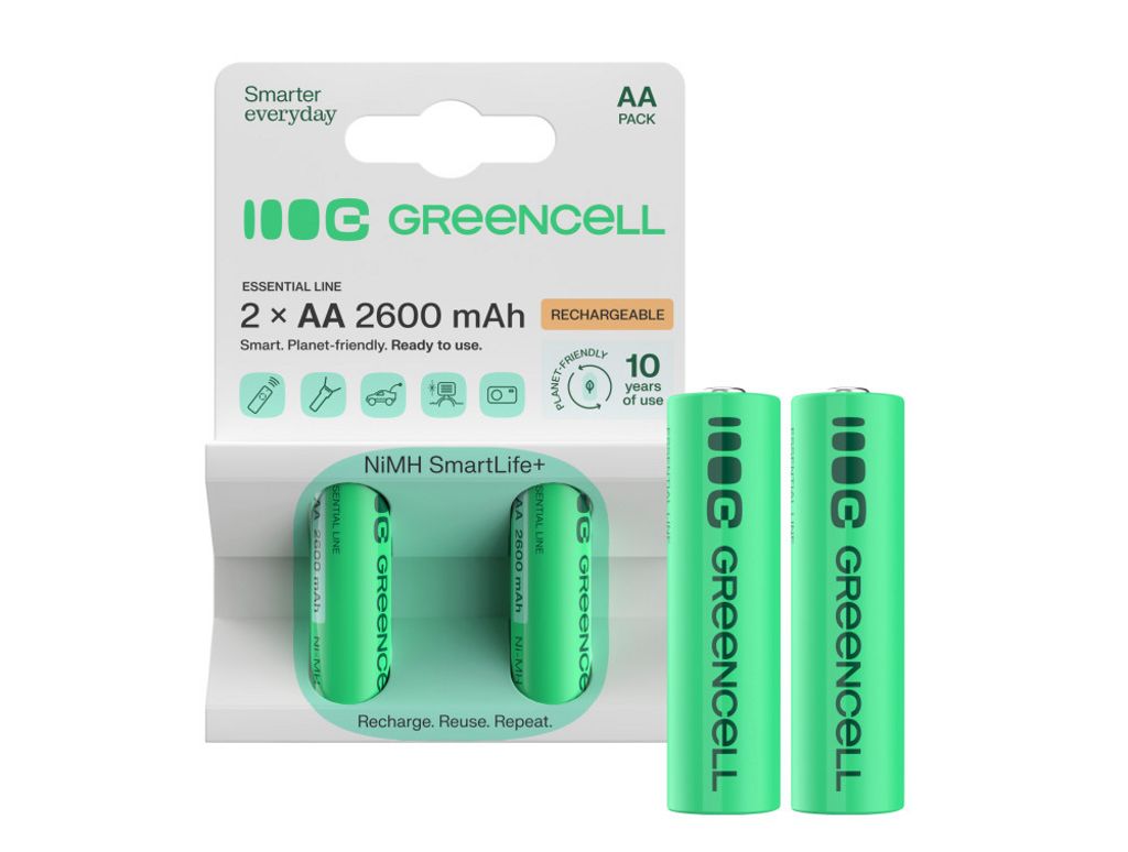 Green Cell Uppladdningsbara AA-batterier 2600mAh 1,2V, 2-pack