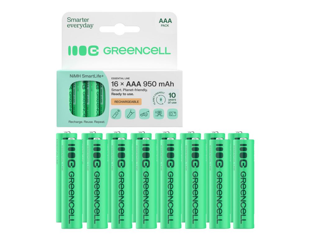 Green Cell 16x AAA HR03 950mAh Uppladdningsbara Batterier