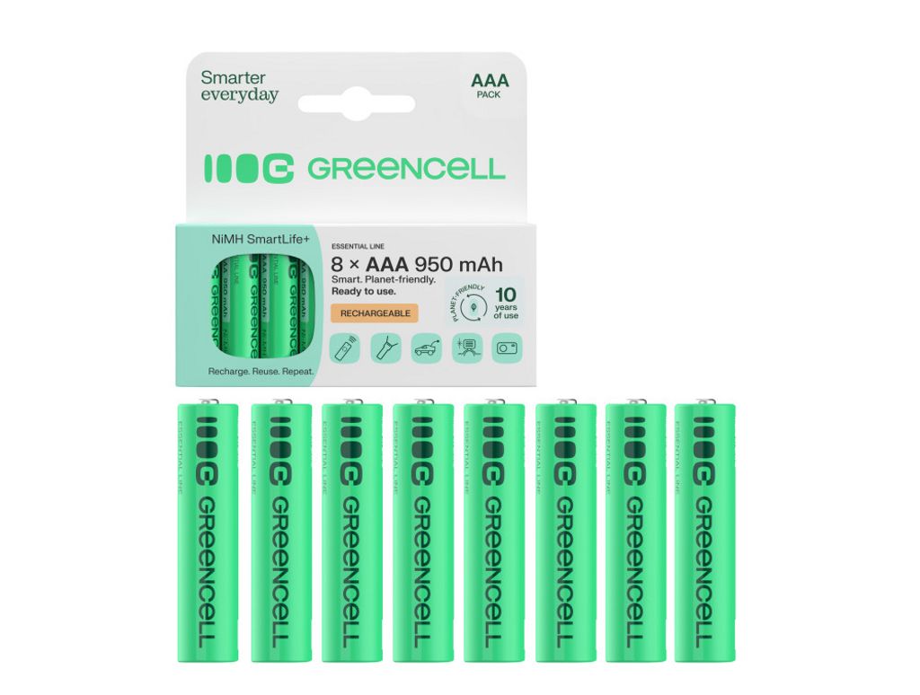 Green Cell AAA Batteri HR03 950mAh 8-pack - Uppladdningsbar