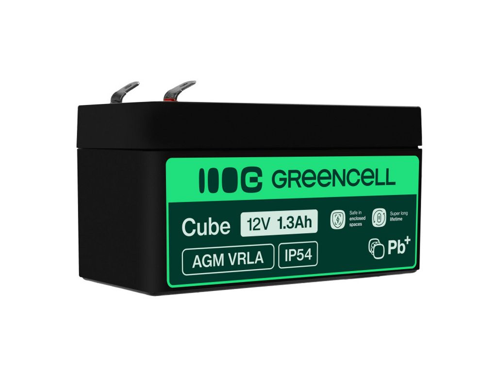 Green Cell AGM VRLA 12V 1.3Ah Underhållsfritt batteri till larm och leksaker