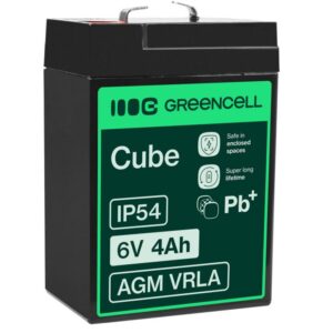 Green Cell VRLA AGM-batteri 6V 4Ah till larm, kassaapparater och leksaker