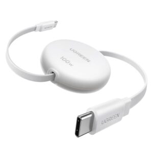 Ugreen USB-C till USB-C PD-kabel 100W utdragbar - Vit
