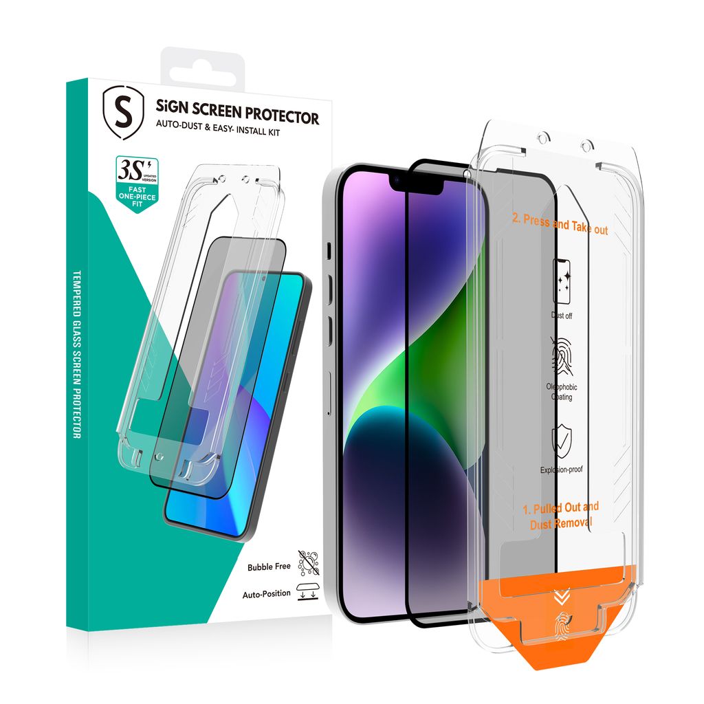 SiGN Privacy Skärmskydd i härdat glas till iPhone 14 Plus/13 Pro Max med EZ Apply-applikator