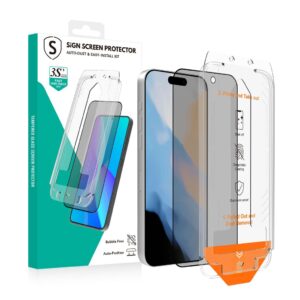 SiGN Privacy Skärmskydd i härdat glas till iPhone 17/16 Pro med EZ Apply-applikator