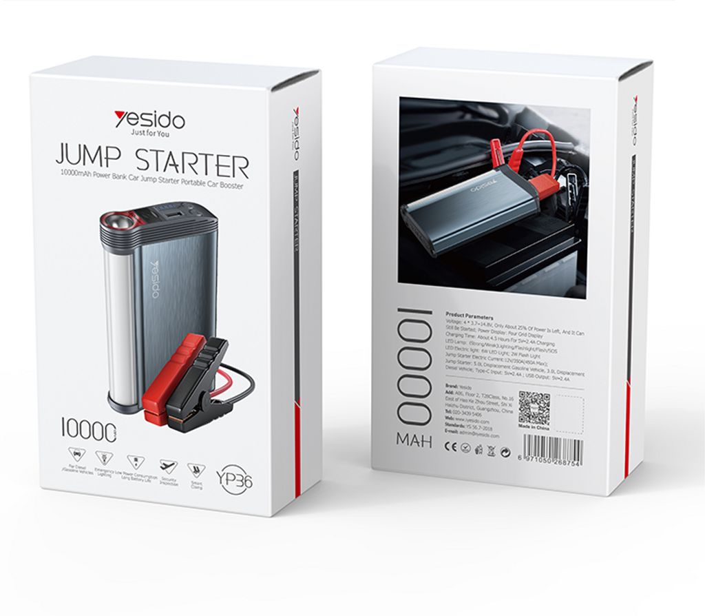 Yesido Nödstartare för bil 10000mAh powerbank - Bild 13