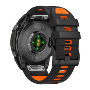 Garmin Fenix 8/Fenix E/Quatix 7 Pro Armband Silikon - Svart/Orange