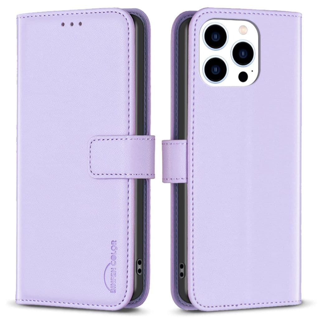 BINFEN COLOR iPhone 14 Pro Plånboksfodral Stativ Korthållare - Lila