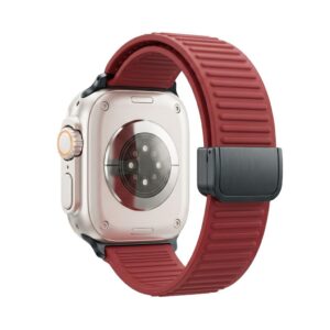 Apple Watch 49/46/44/42mm Silikonarmband med magnetlås - Röd