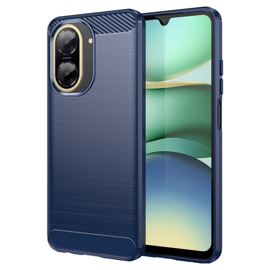 xiaomi redmi a5 4g skal skyddande mobilskal karbonfiber borstad – blå