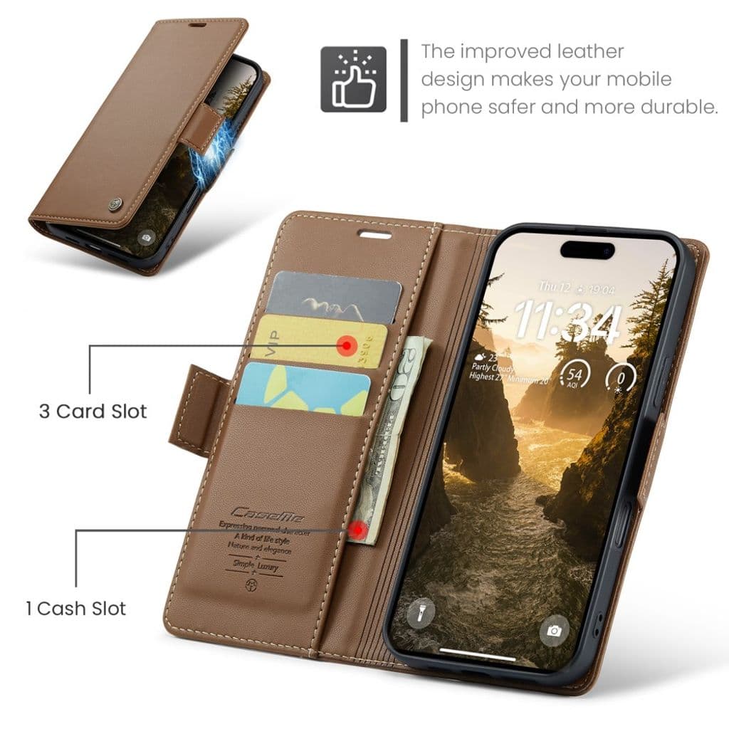 CASEME iPhone 17 Fodral med Kortfack - Brun
