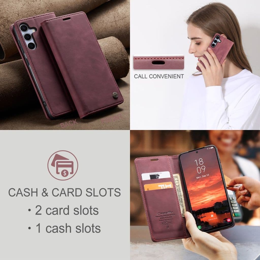CASEME Samsung Galaxy S25 FE Plånboksfodral med Kortfack - Röd - Bild 8