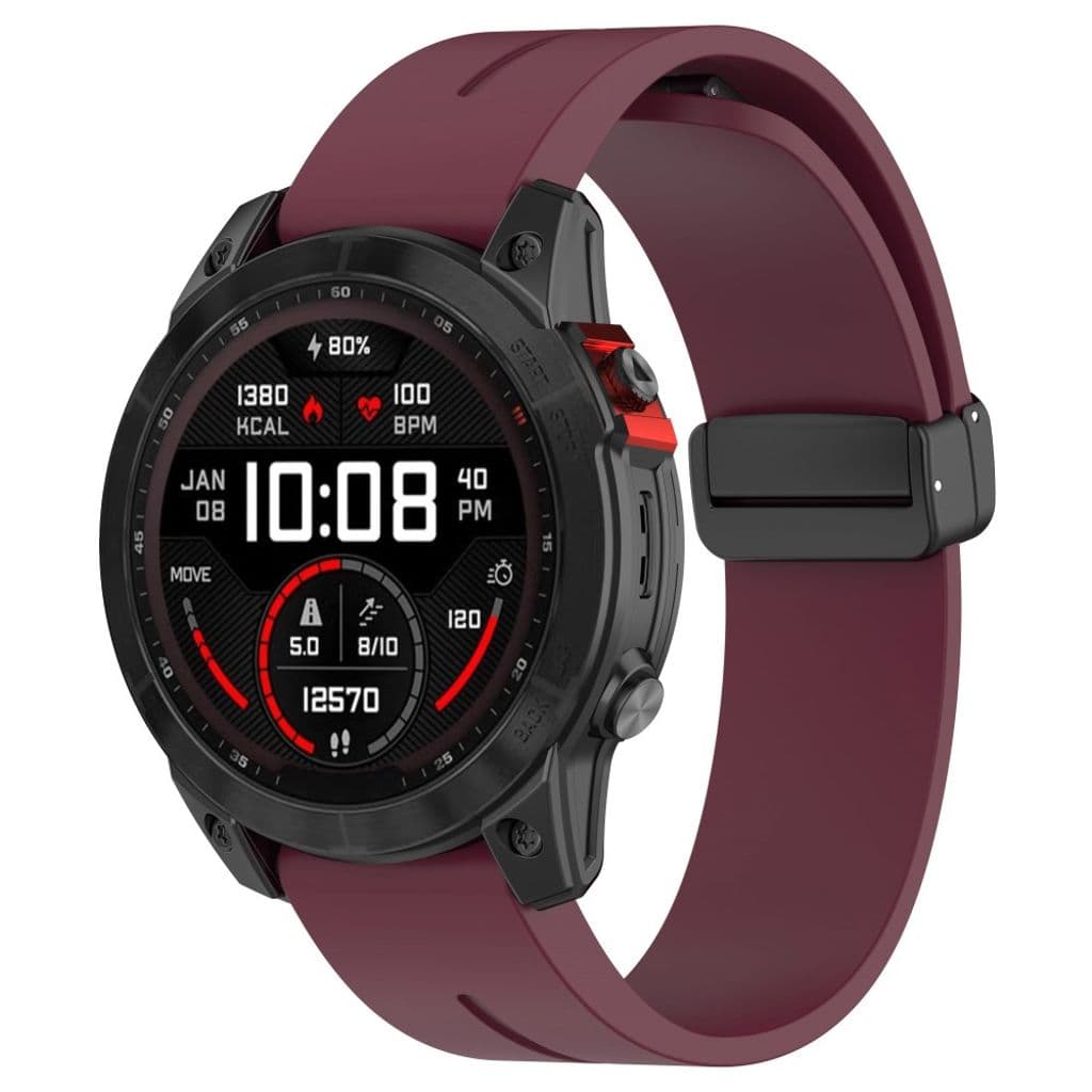 Garmin Fenix 7S/6S/6S Pro etc. Klockarmband i silikon med magnetlås - Röd - Bild 4