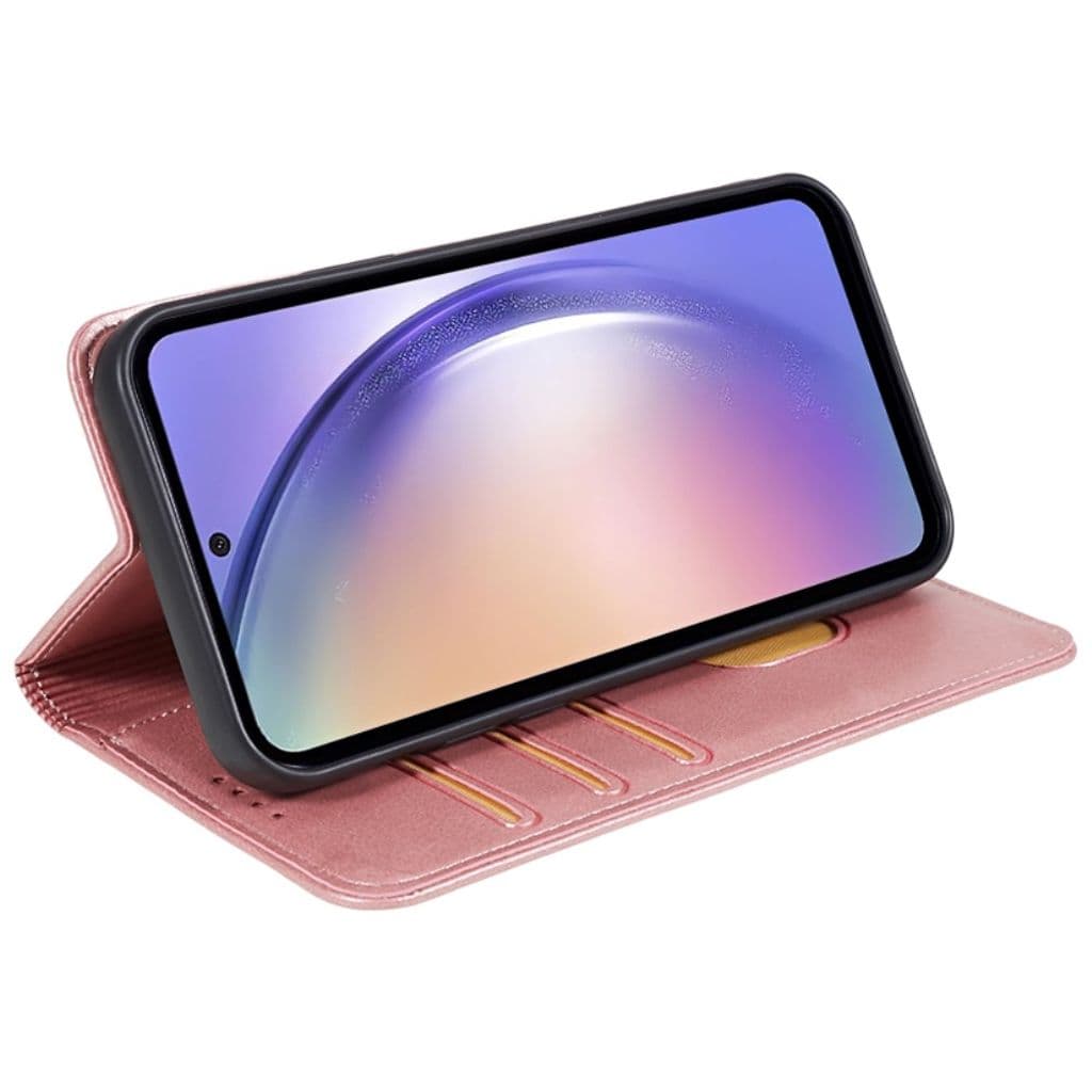 Samsung Galaxy A55 5G Fodral Calf Texture PU-läderskal – Roséguld - Bild 3