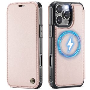 CASEME 053 MagSafe Plånboksfodral med RFID-skydd till iPhone 14 Pro Max - Ljusrosa