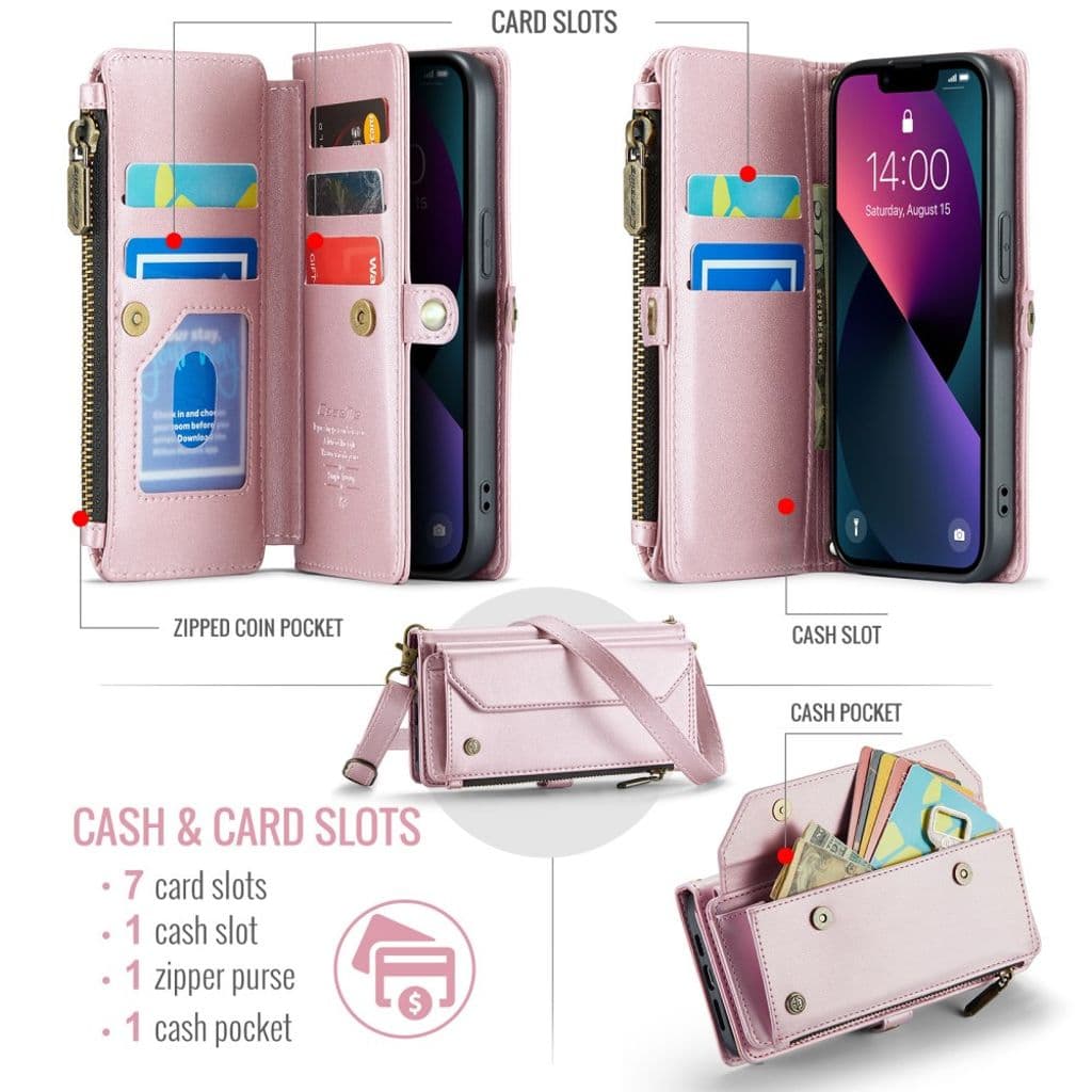 iPhone 13 Plånboksfodral Korthållare - Rosa - Bild 4