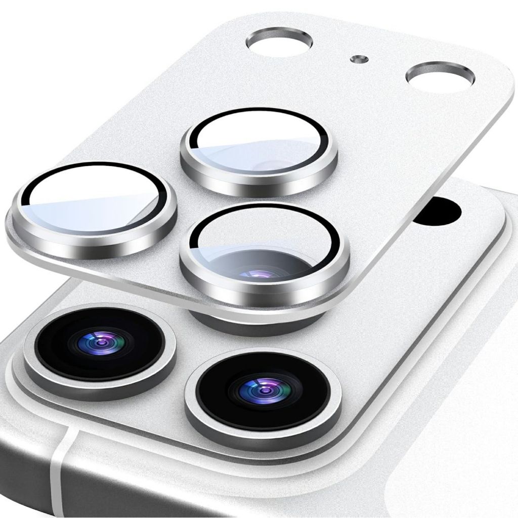 iPhone 18 Pro Linsskydd i härdat glas/aluminium - Silver