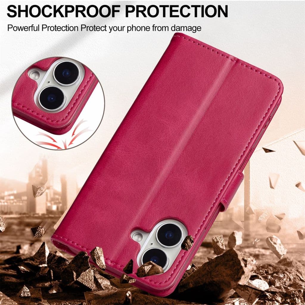 LC.IMEEKE iPhone 17 plånboksfodral med stativ – Rosa - Bild 5
