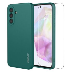 ENKAY HAT PRINCE Samsung Galaxy A37 5G Silikonskal med 9H skärmskydd - Svartgrön