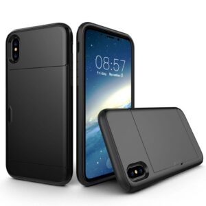 IPhone X/XS skal med en korthållare - Svart