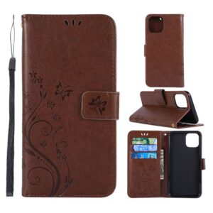 iPhone 11 fodral med ett fjärilstryck - Brun