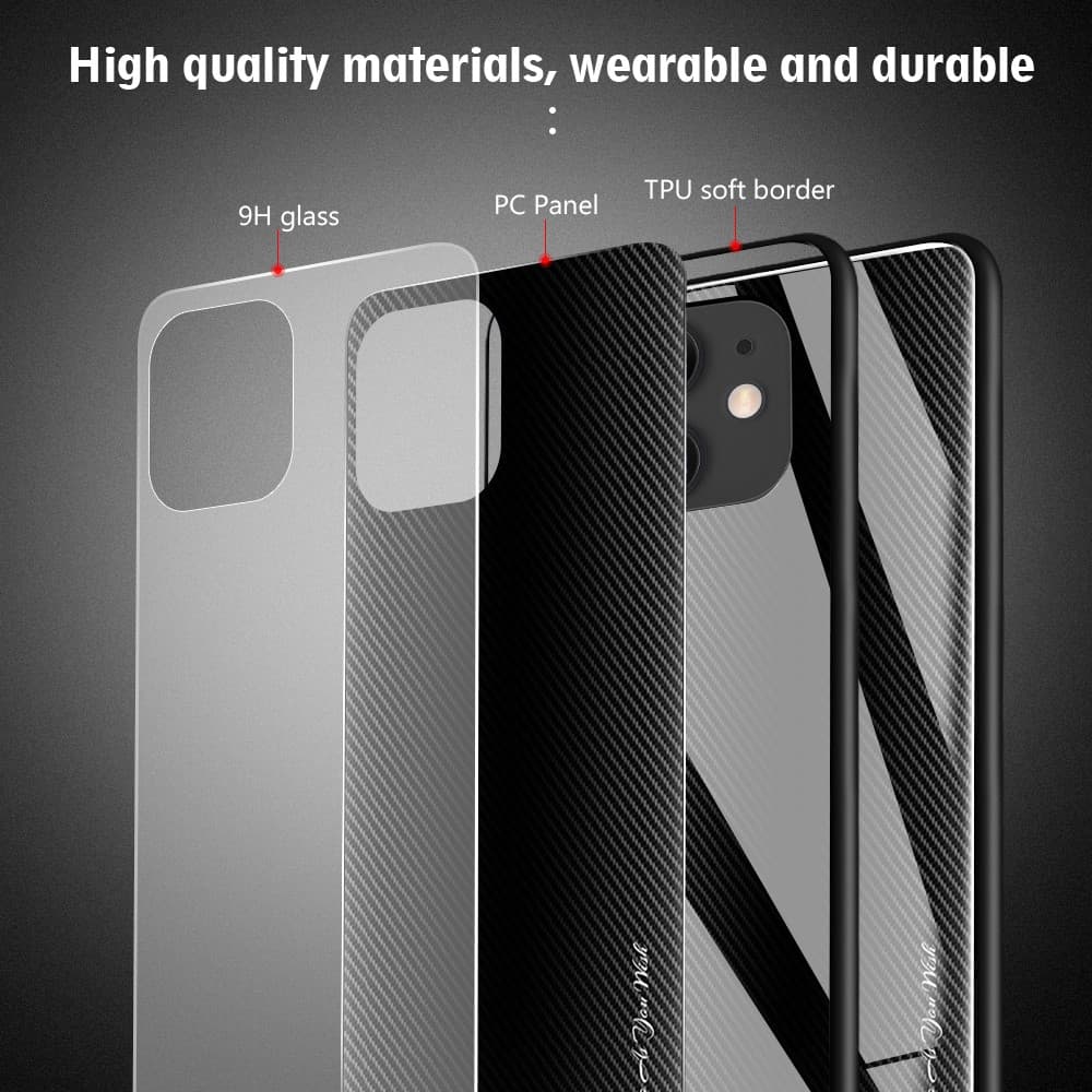 Carbon Fibre Skal för iPhone 12/12 Pro - Svart - Bild 3