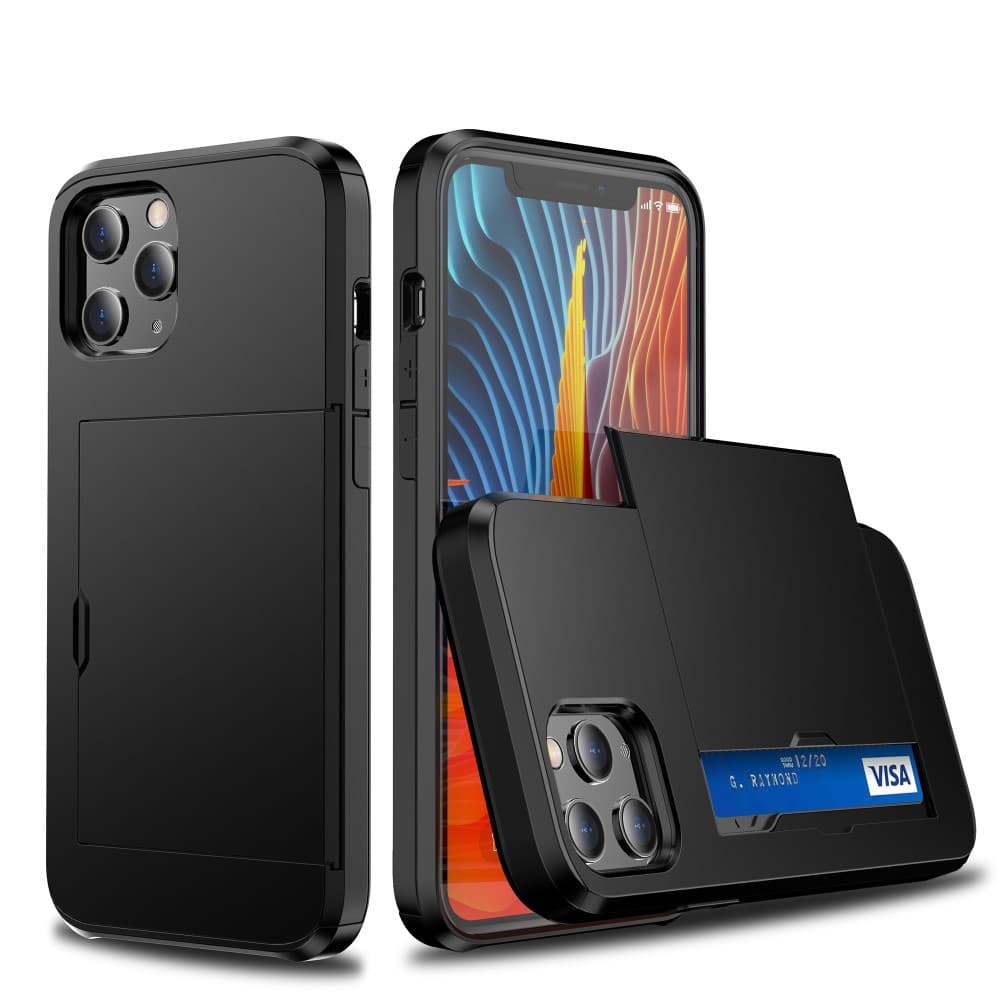 Skal med Korthållare för iPhone 12 Mini - Svart