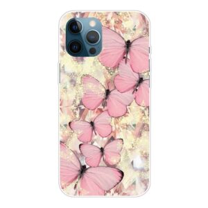 IPhone 12- 12 Pro TPU-skal - Pink Butterflies