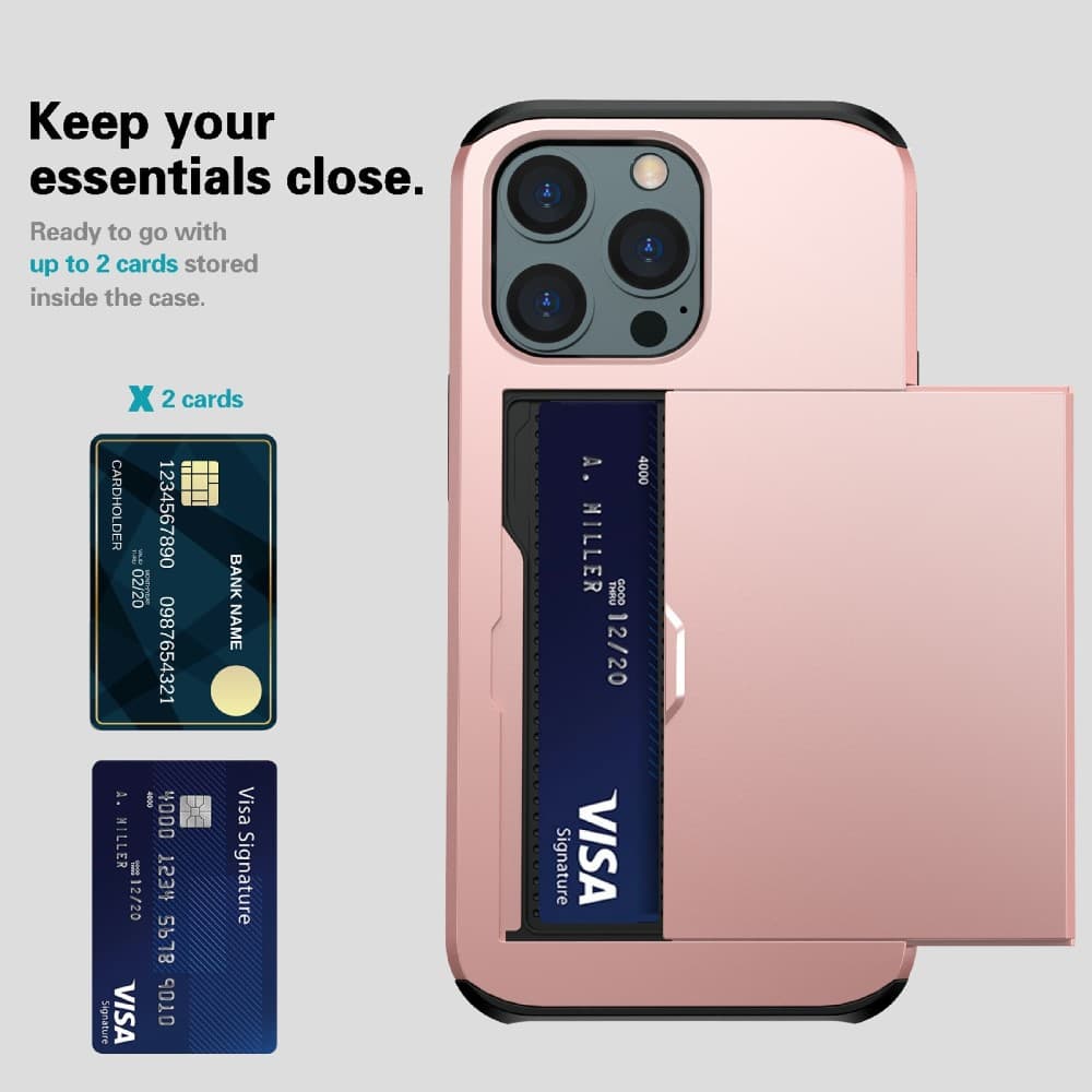 iPhone 13 Mini skal med korthållare - Roséguld - Bild 2