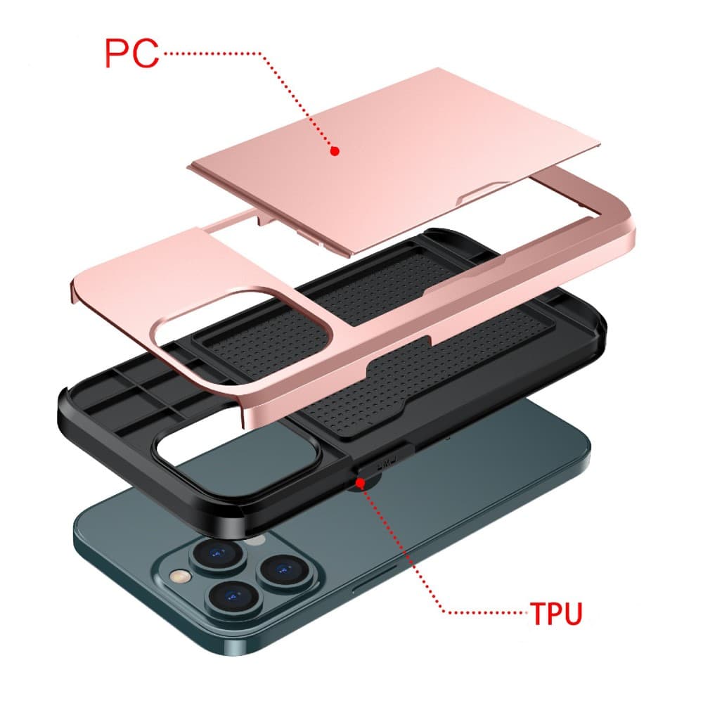 iPhone 13 Mini skal med korthållare - Roséguld - Bild 3