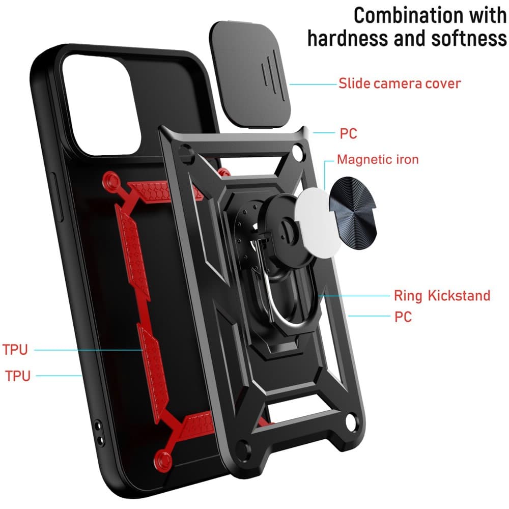 iPhone 13 Kickstand Skal med Kameraskydd - Blå - Bild 3