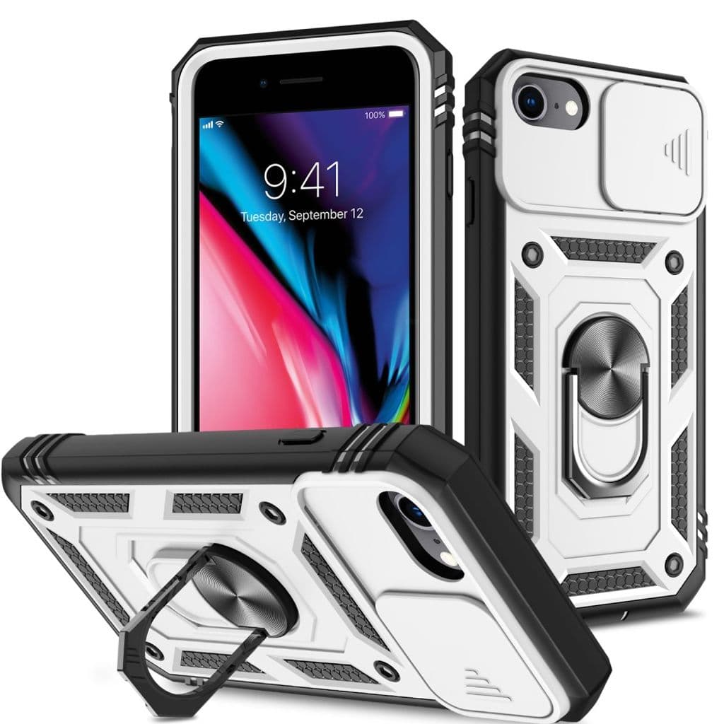 Stöttåligt iPhone SE etc. skal - Svart- Vitt