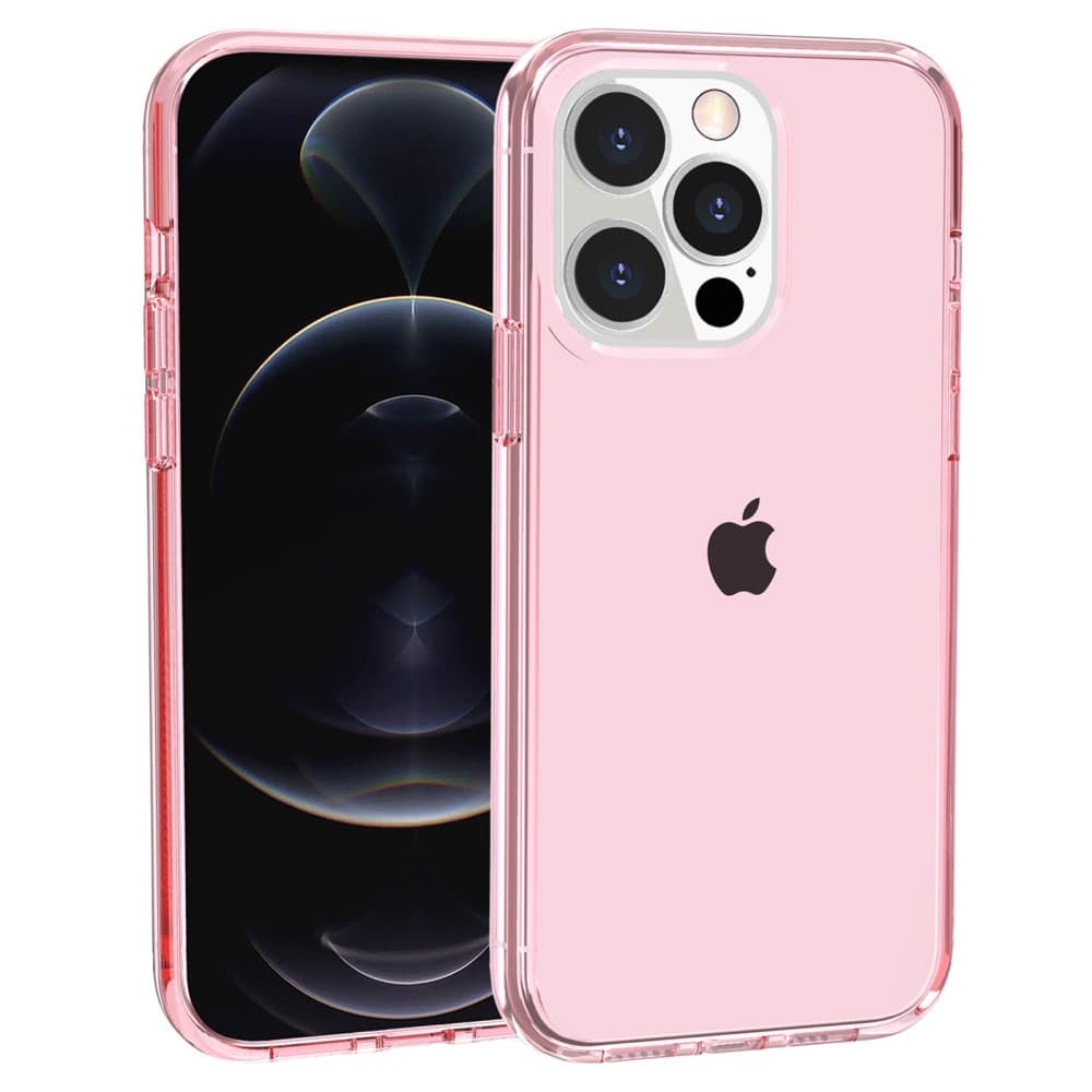 Hard PC + Soft TPU Skal För iPhone 14 Pro Max - Transparent Pink
