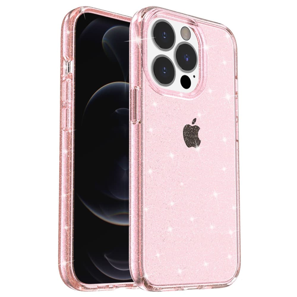 Glittery Powder Smart iPhone 14 Pro Skal - Rosa