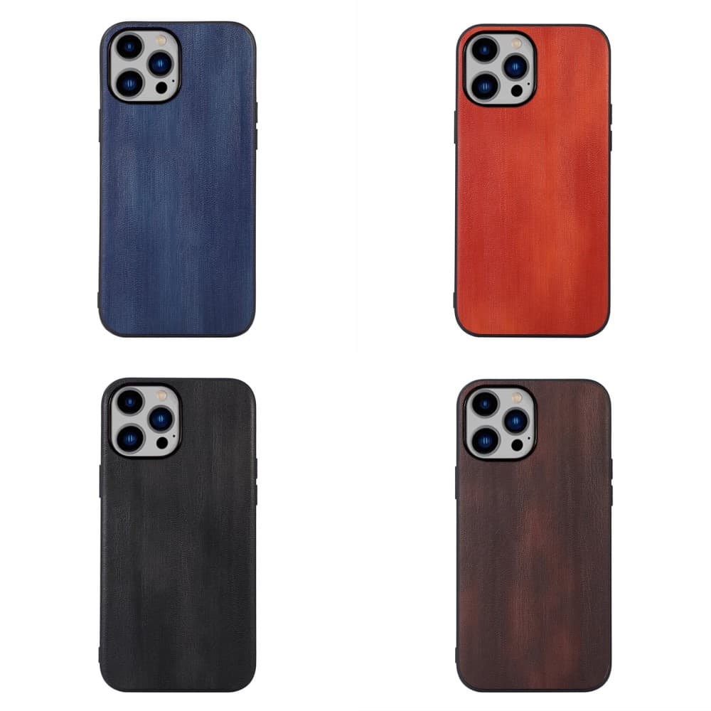 iPhone 14 Plus Textured PU Leather + TPU + PC Skal - Blå