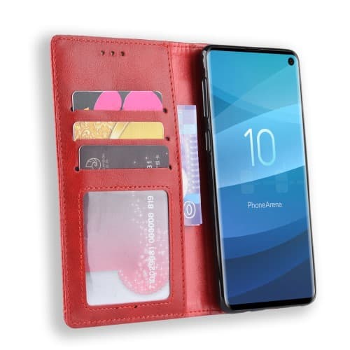 Vintage Plånboksfodral till Samsung Galaxy S10 - Röd