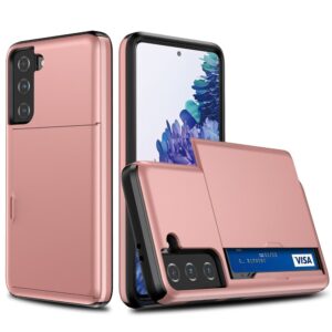 Skal med Korthållare för Samsung Galaxy S21 - Roséguld