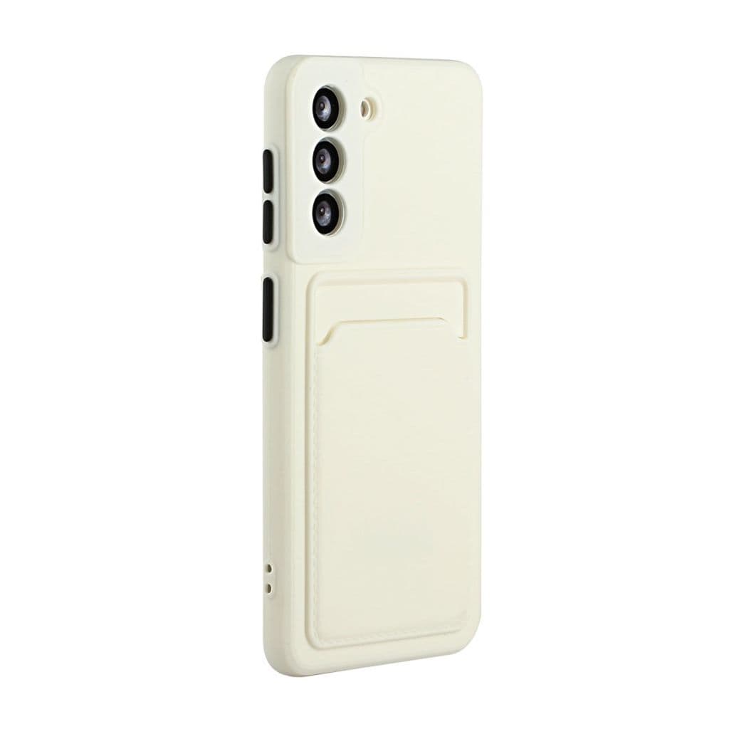 Samsung Galaxy S21 FE TPU-skal med en korthållare - Vit