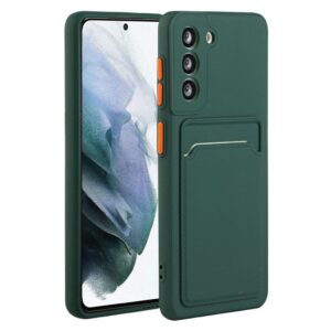 Samsung Galaxy S21 FE TPU-skal med en korthållare - Mörkgrön