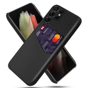 KSQ Samsung Galaxy S22 Ultra 5G skal med en korthållare - Svart