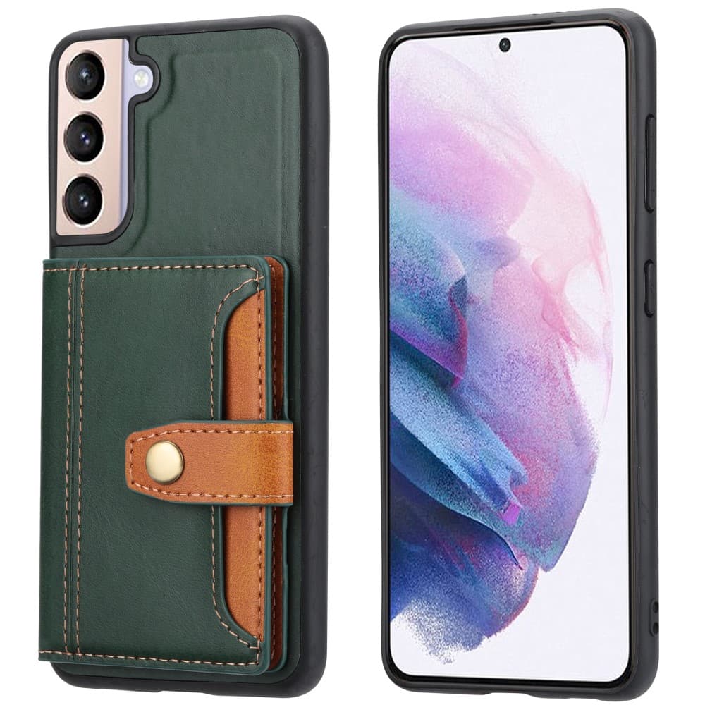Samsung Galaxy S22 5G skal med en korthållare - Grönt
