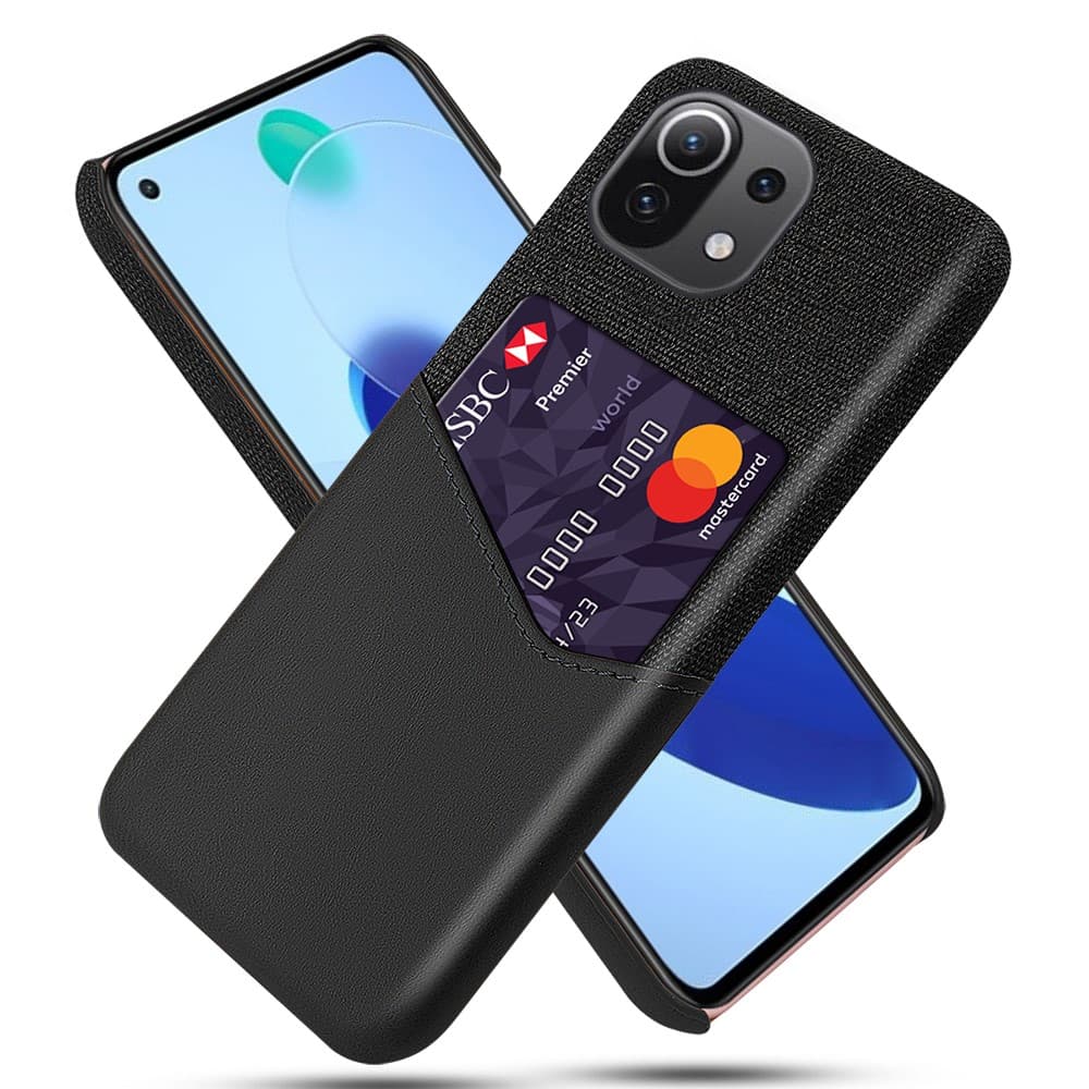 KSQ Xiaomi Mi 11 Lite 4G, 5G, 11 Lite 5G NE skal med en korthållare - Svart