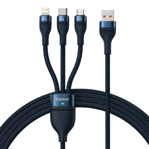 Baseus Flash Series II 3-i-1 snabbladdningskabel USB-A - Blå