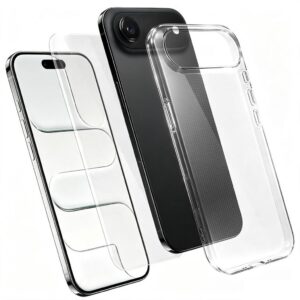 iPhone Air TPU-skal och skärmskydd i aluminiumsilikatglas - Transparent