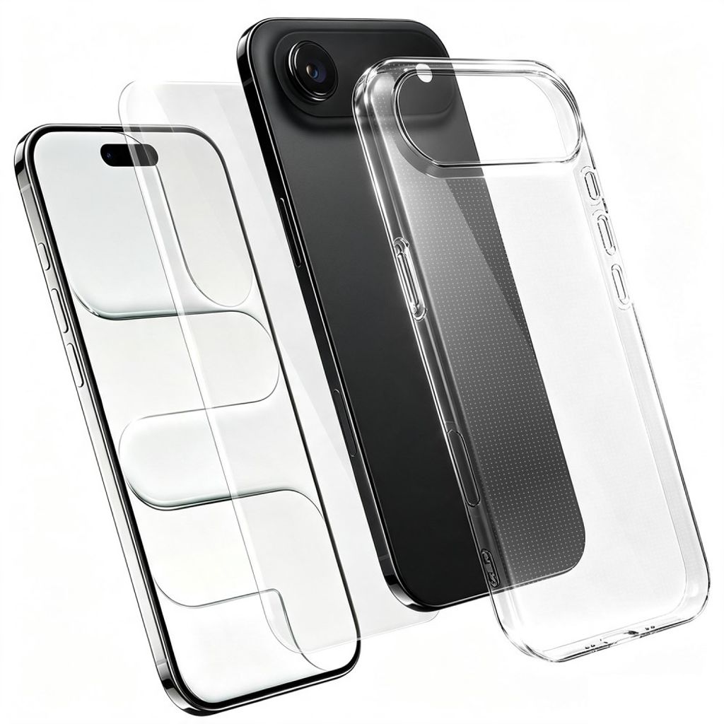iPhone Air TPU-skal och skärmskydd i aluminiumsilikatglas - Transparent