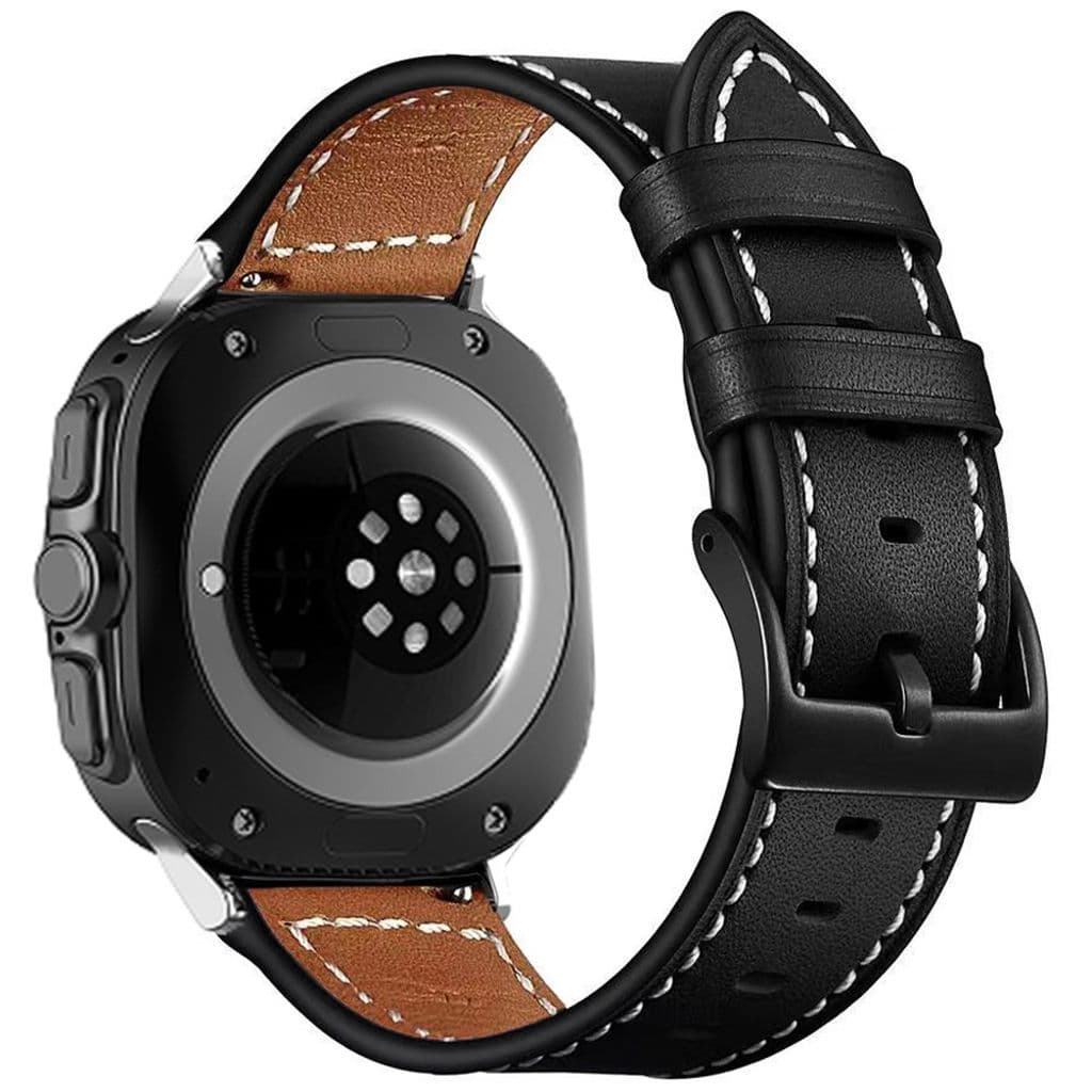 Samsung Galaxy Watch Ultra 47mm Klockarmband Äkta Läder – Svart